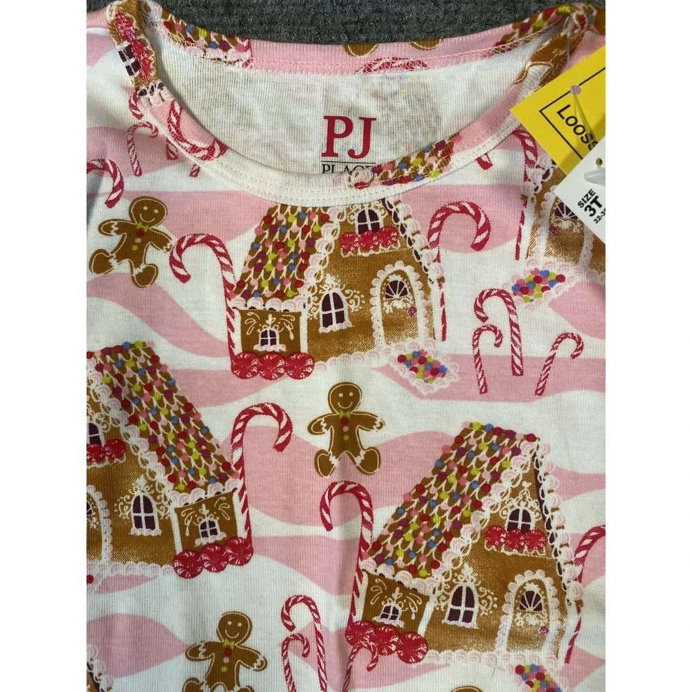 The Children's Place 3T Toddler Pink Gingerbread Cotton Pajama Top